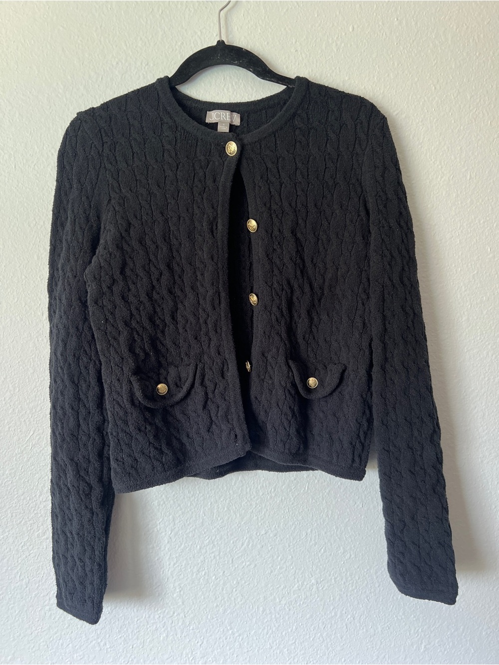 J.Crew Women’s Odette cable-knit sweater lady jacket in cotton-blend bouclé - Picture 2 of 3